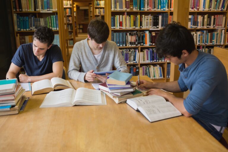 Students doing their assignment in the library in the concept of schools in Coulsdon.