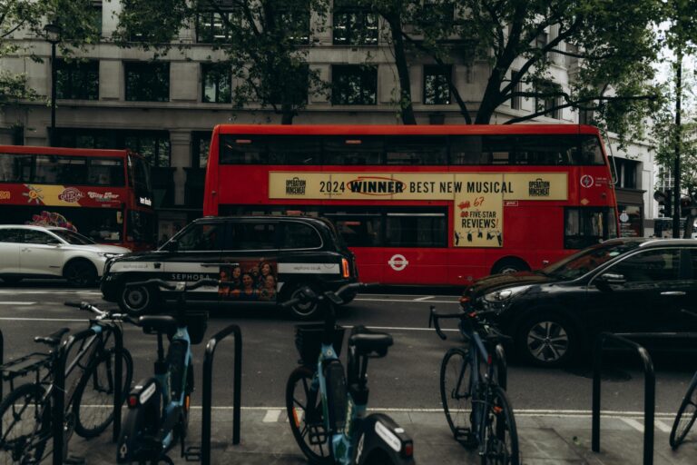 Buses, taxis, and bikes in the concept of 'how to use Coulsdon's public transport.