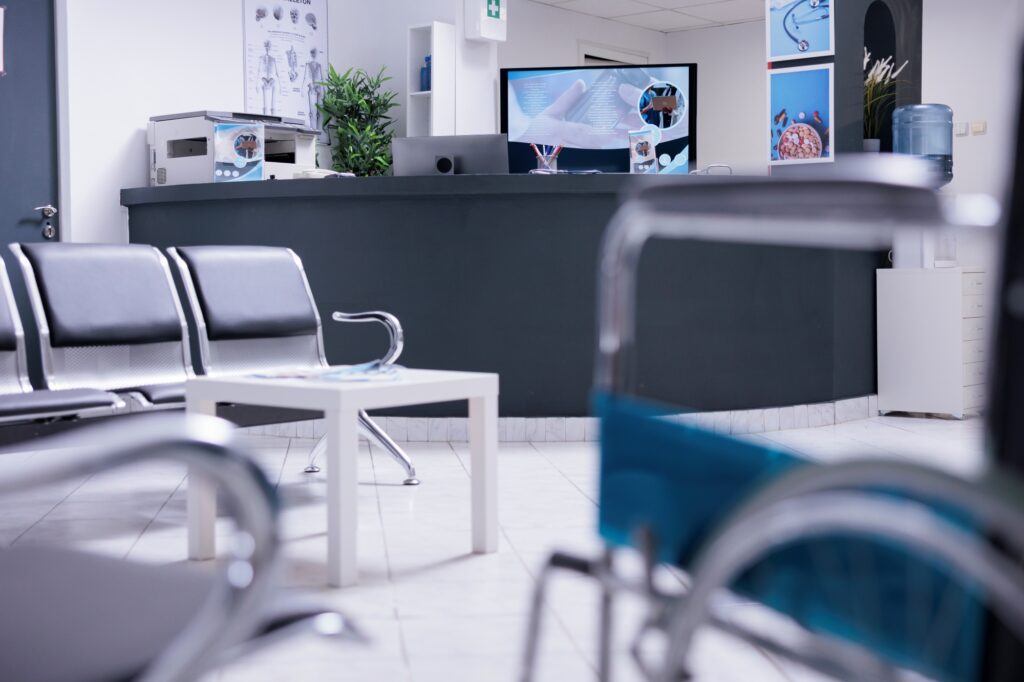 Cropped image of the reception in a healthcare facility